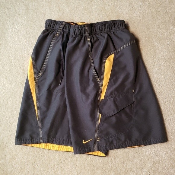 Nike Grey and Gold Activewear Swimsuit Bottoms - Medium - Hidden Pocket - Picture 1 of 14